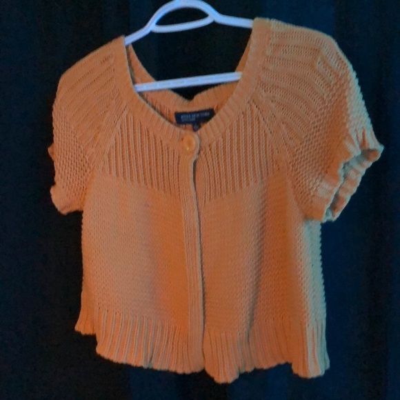 Mustard yellow Jones New York shortsleeve cardigan - Picture 3 of 3